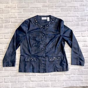 Alfred Dunner Jacket Coat size 14 - dark blue snake skin pattern